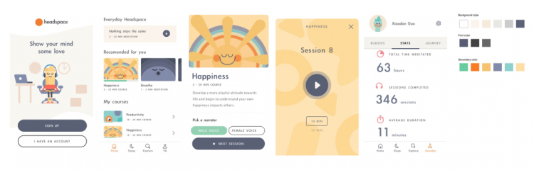 Headspace UI case study. Headspace is an up and trendy… | by Xiaodan Guo | Medium