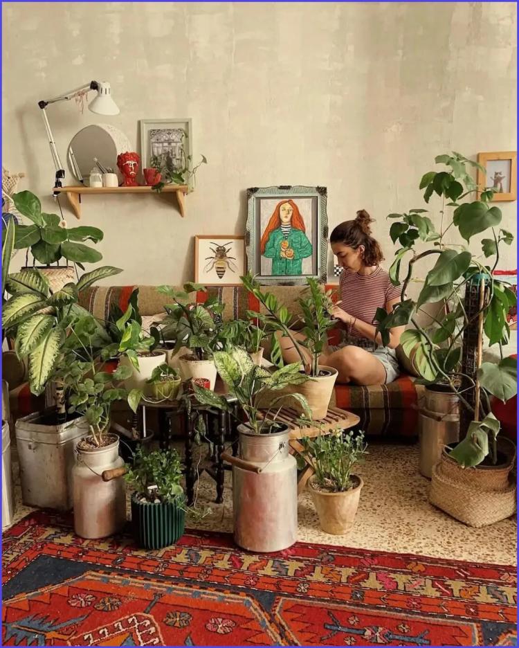 植物环绕的客厅
